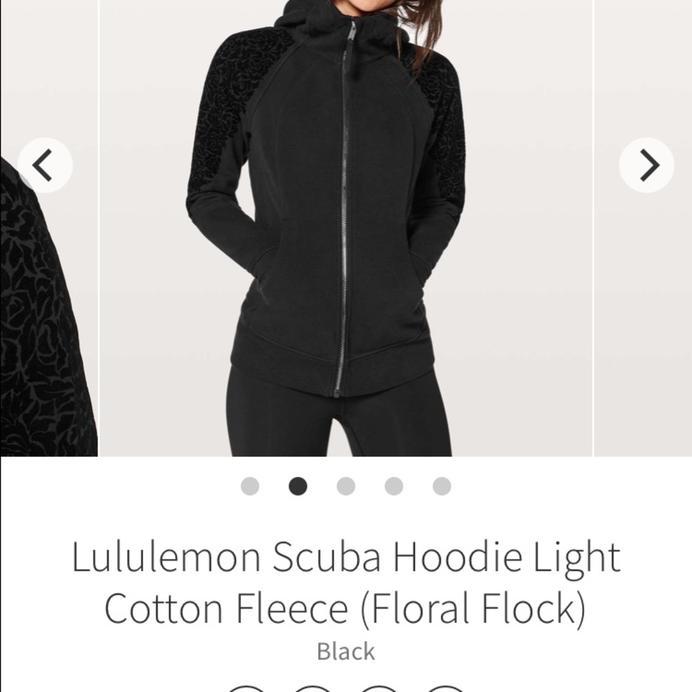 Lululemon Black Scuba Hoodie Embossed Floral